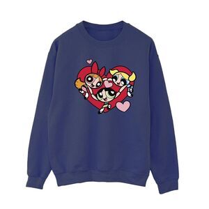 The Powerpuff Girls Womens/Ladies Holding Hands Heart Sweatshirt / Navy Blue